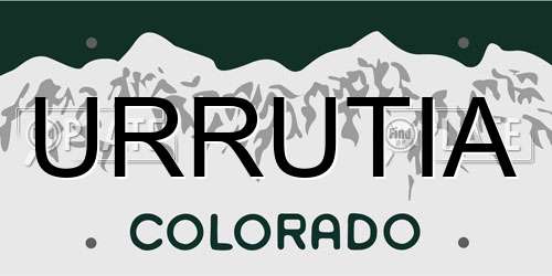 URRUTIA Colorado License Plate