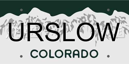 URSLOW Colorado License Plate
