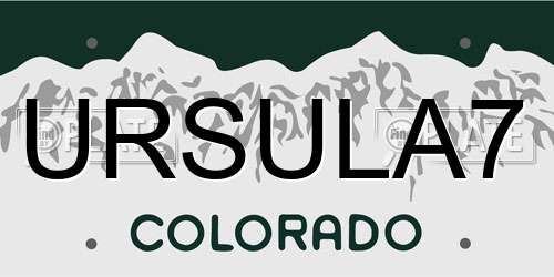 URSULA7 Colorado License Plate