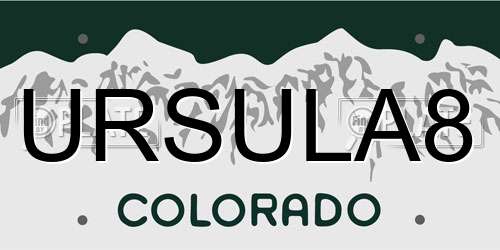 URSULA8 Colorado License Plate