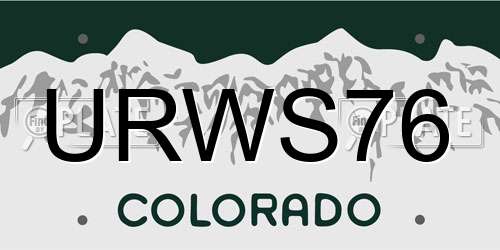 URWS76 Colorado License Plate