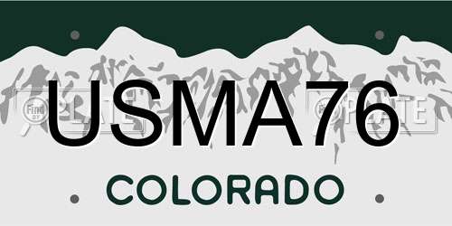 USMA76 Colorado License Plate