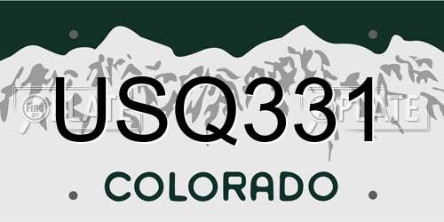 USQ331 Colorado License Plate