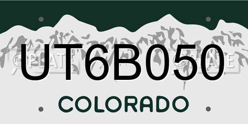 UT6B050 Colorado License Plate