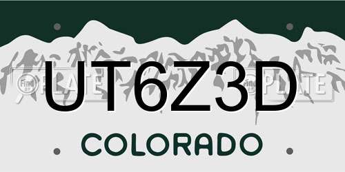 UT6Z3D Colorado License Plate