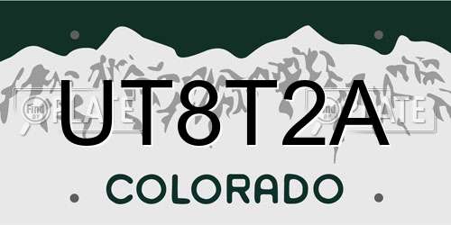 UT8T2A Colorado License Plate