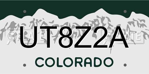 UT8Z2A Colorado License Plate