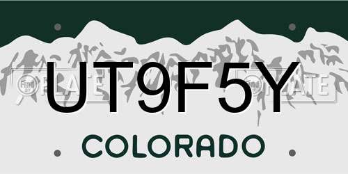UT9F5Y Colorado License Plate