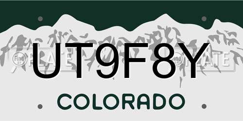 UT9F8Y Colorado License Plate