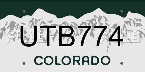 UTB774 Colorado License Plate