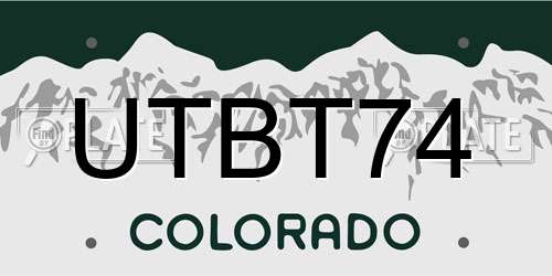 UTBT74 Colorado License Plate