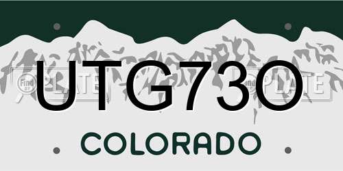 UTG73O Colorado License Plate