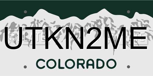 UTKN2ME Colorado License Plate