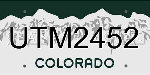 UTM2452 Colorado License Plate