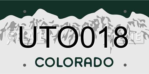 UTO018 Colorado License Plate