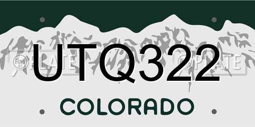 UTQ322 Colorado License Plate