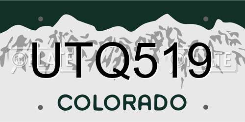 UTQ519 Colorado License Plate