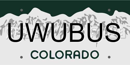 UWUBUS Colorado License Plate