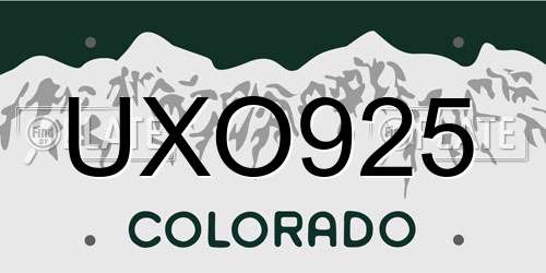 UXO925 Colorado License Plate