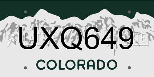 UXQ649 Colorado License Plate