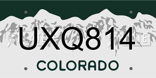 UXQ814 Colorado License Plate