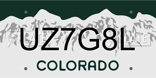 UZ7G8L Colorado License Plate