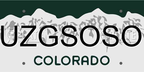 UZGSOSO Colorado License Plate