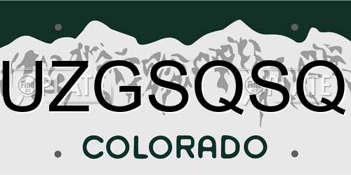 UZGSQSQ Colorado License Plate