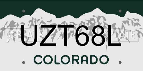 UZT68L Colorado License Plate