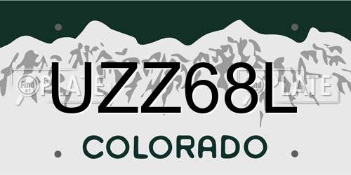 UZZ68L Colorado License Plate