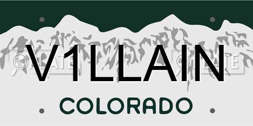 V1LLAIN Colorado License Plate