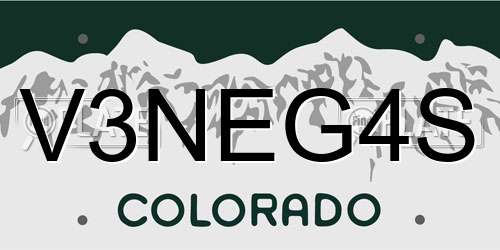 V3NEG4S Colorado License Plate