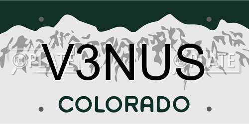 V3NUS Colorado License Plate