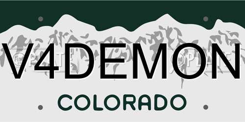 V4DEMON Colorado License Plate