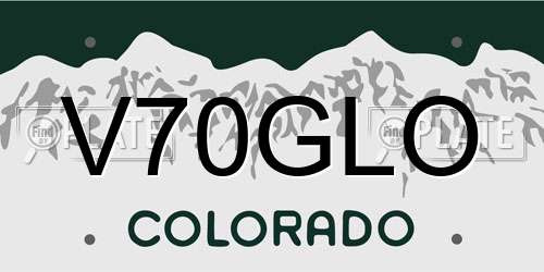 V70GLO Colorado License Plate