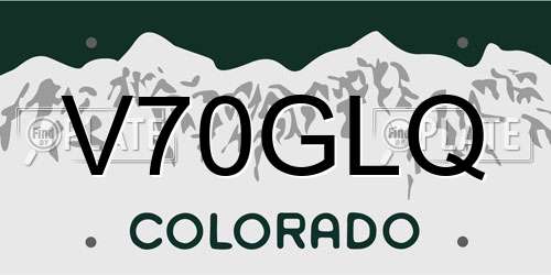 V70GLQ Colorado License Plate