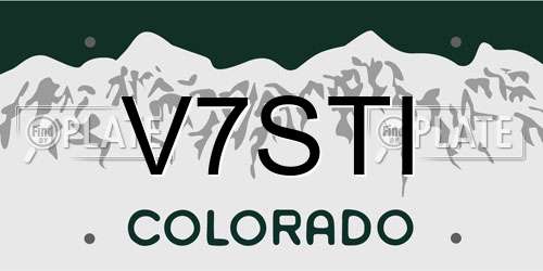 V7STI Colorado License Plate