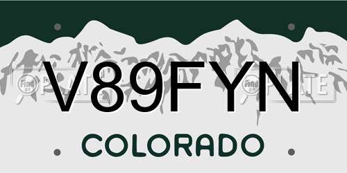V89FYN Colorado License Plate