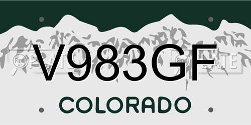 V983GF Colorado License Plate