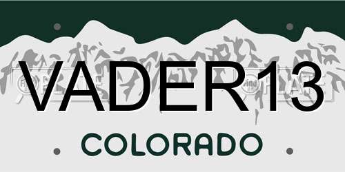 VADER13 Colorado License Plate