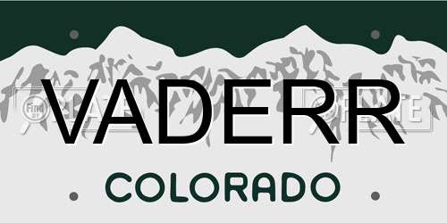 VADERR Colorado License Plate