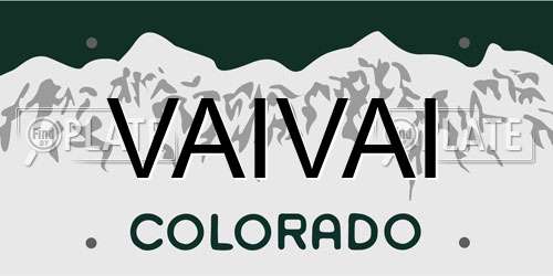 VAIVAI Colorado License Plate