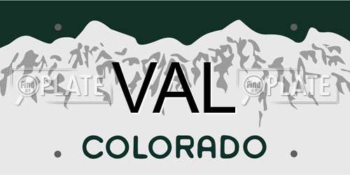 VAL Colorado License Plate