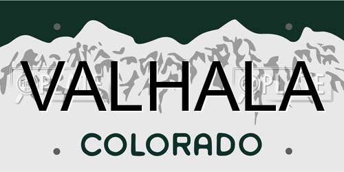 VALHALA Colorado License Plate