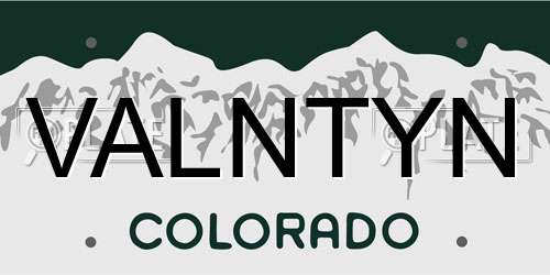 VALNTYN Colorado License Plate