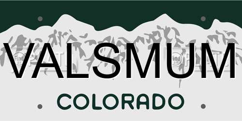 VALSMUM Colorado License Plate