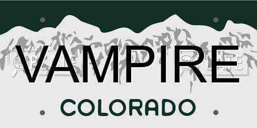 VAMPIRE Colorado License Plate