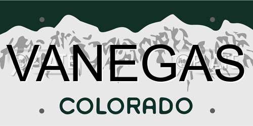 VANEGAS Colorado License Plate