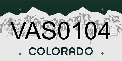 VAS0104 Colorado License Plate