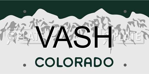 VASH Colorado License Plate